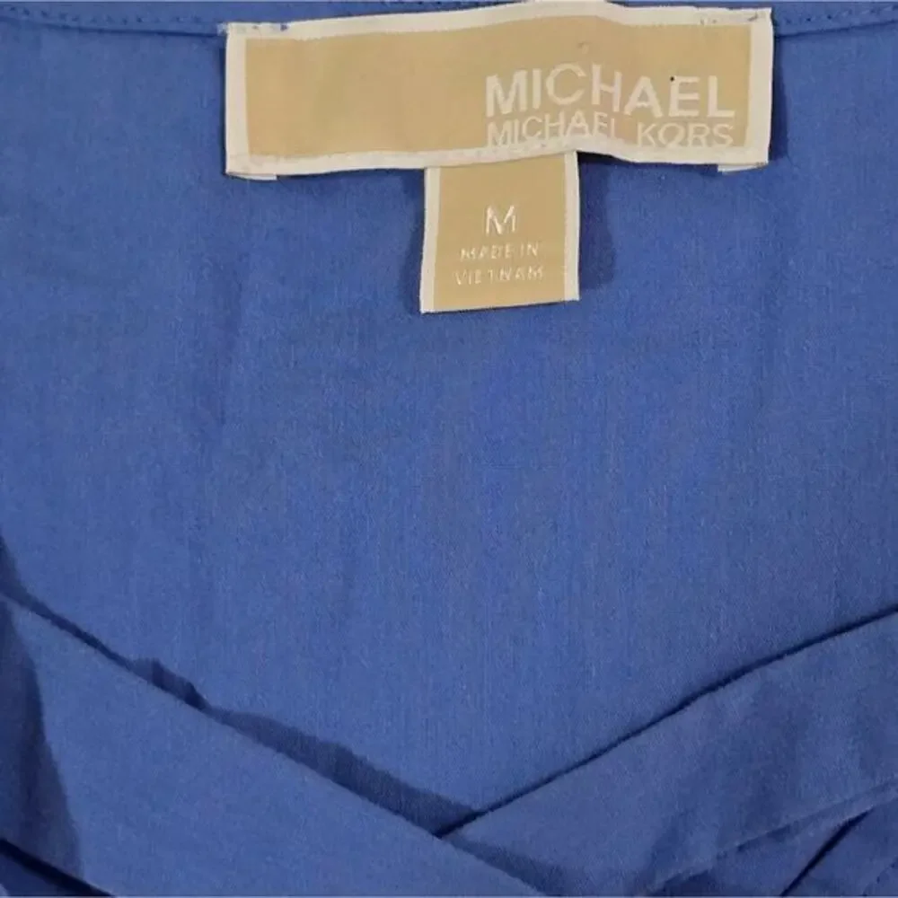Michael Kors‎ Blue Grommet Lace Up Bell Sleeve Blouse Womens Medium M